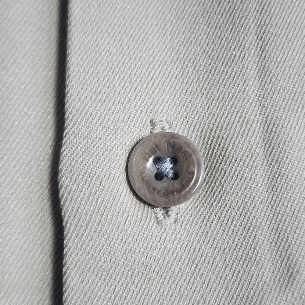 Nat Nast Shirt Mens XL Beige Gray Silk Camp Bowling Argyle Panel Short Sleeve - Picture 3 of 12